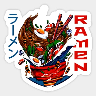 Ramen Life Japanese Ramen noodle soup, Kawaii retro colorful ramentic and aesthetic design Sticker